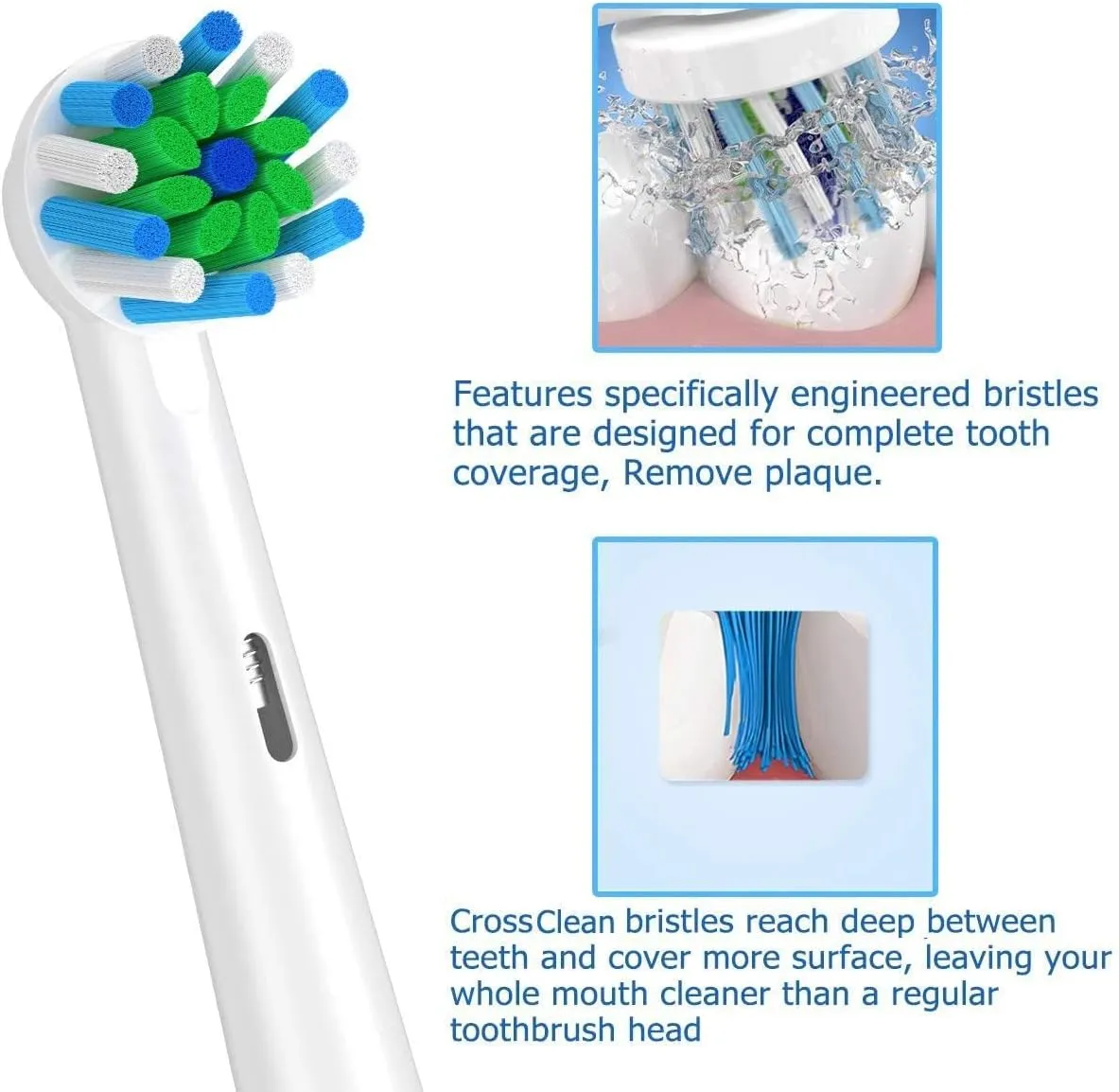 Replacement Brush Heads Fit for Braun Oral b, Compatible with Oral-B Pro 1000/2000/3000/5000/6000 Smart and Genius Electric Toothbrush, 12 Pcs