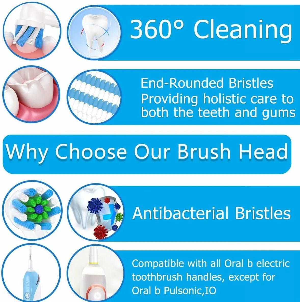 Replacement Brush Heads Fit for Braun Oral b, Compatible with Oral-B Pro 1000/2000/3000/5000/6000 Smart and Genius Electric Toothbrush, 12 Pcs