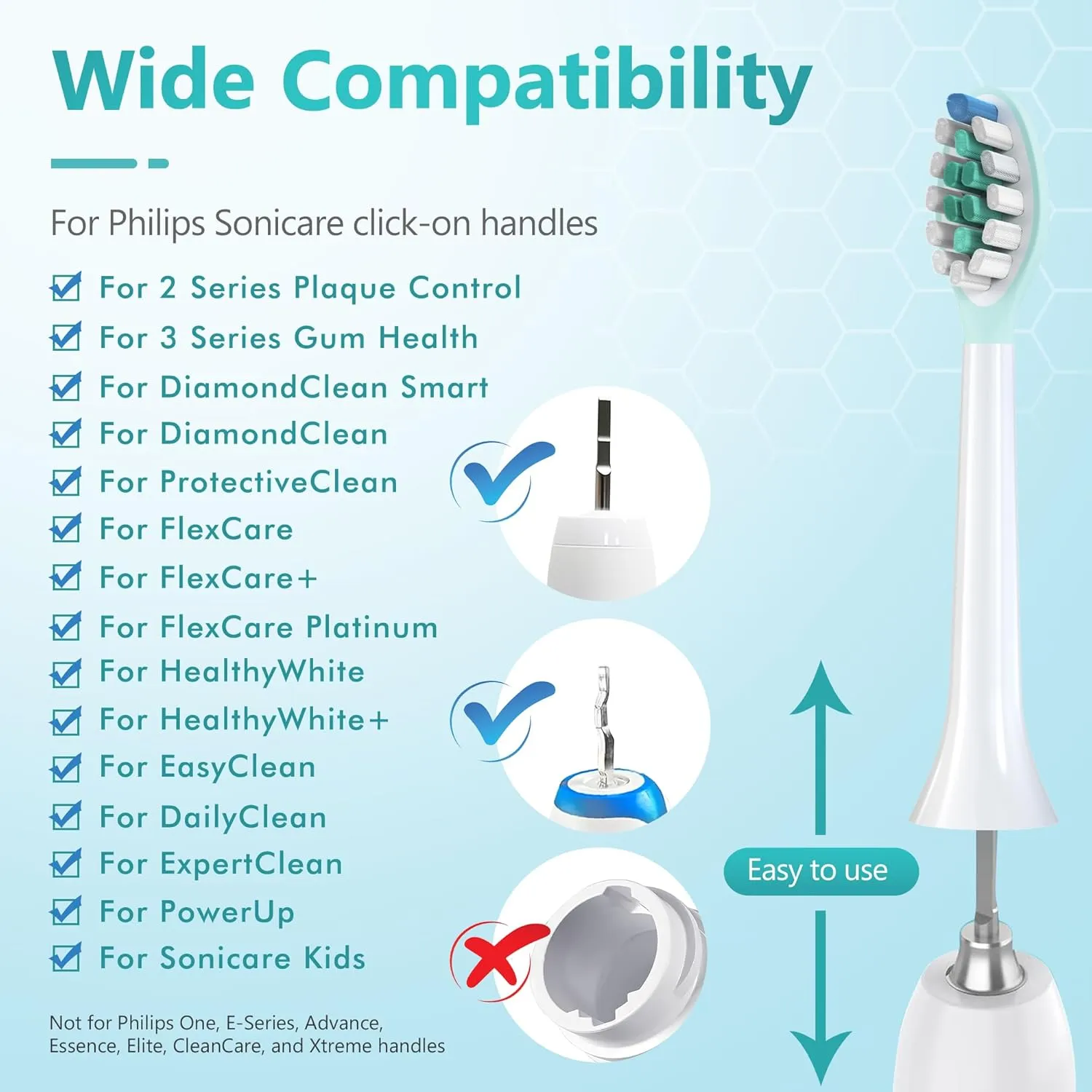 Replacement Toothbrush Heads for Philips Sonicare Electric Toothbrush, 2-in-1 Tongue Cleaner, 10 Pack, Mint Green,Suitable for Philips Sonicare Heads, C2, C1, C3, W1, W2, W3, G1, G2, G3...