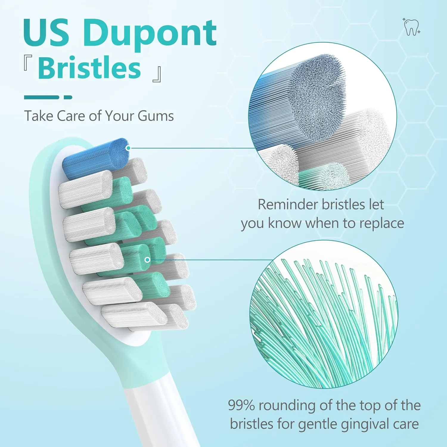 Replacement Toothbrush Heads for Philips Sonicare Electric Toothbrush, 2-in-1 Tongue Cleaner, 10 Pack, Mint Green,Suitable for Philips Sonicare Heads, C2, C1, C3, W1, W2, W3, G1, G2, G3...