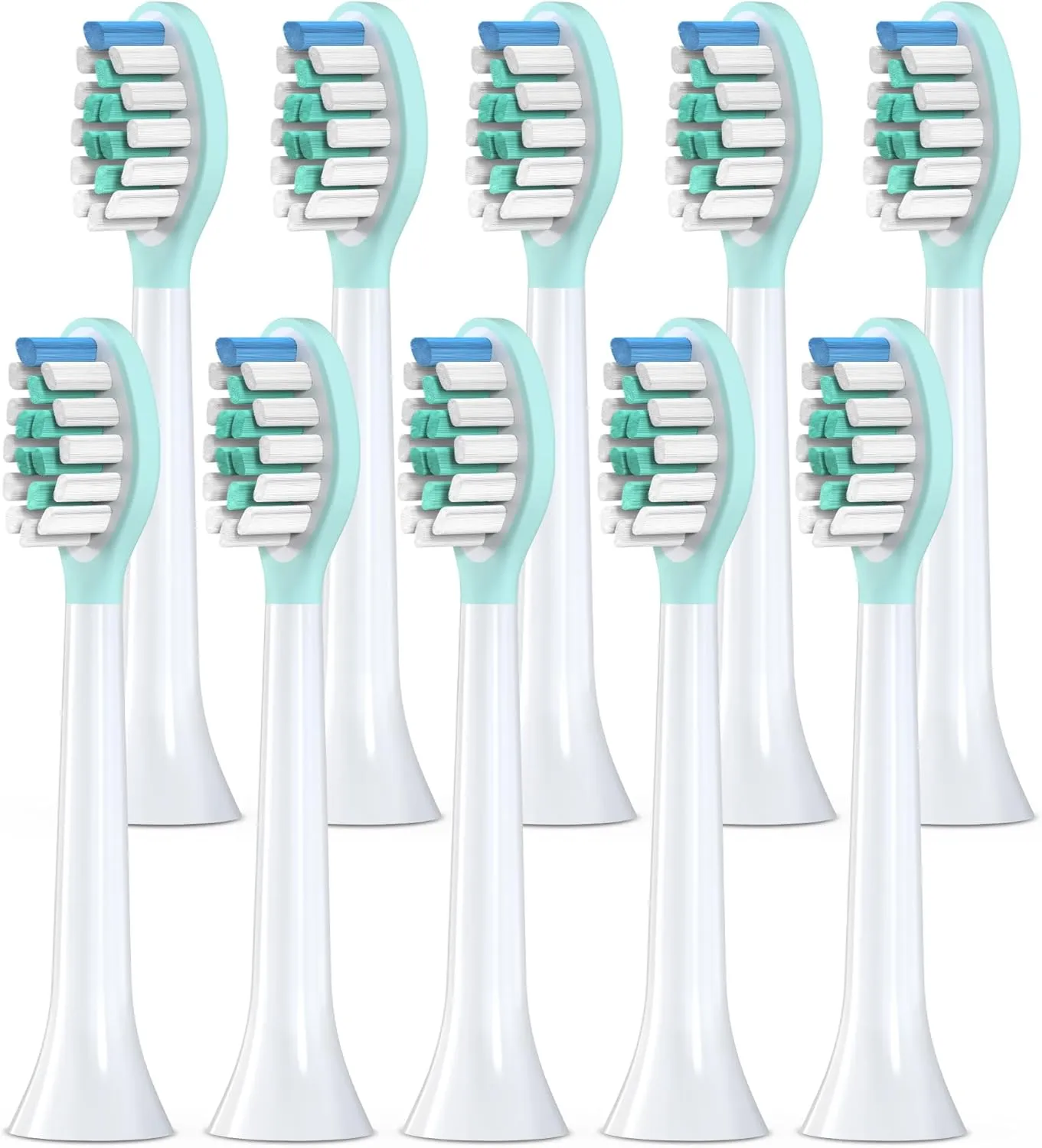 Replacement Toothbrush Heads for Philips Sonicare Electric Toothbrush, 2-in-1 Tongue Cleaner, 10 Pack, Mint Green,Suitable for Philips Sonicare Heads, C2, C1, C3, W1, W2, W3, G1, G2, G3...