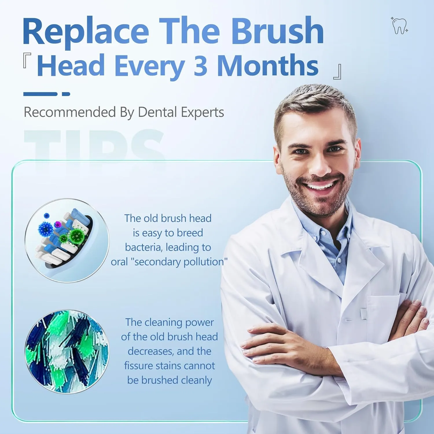 Replacement Toothbrush Heads for Philips Sonicare Electric Toothbrush, 2-in-1 Tongue Cleaner, 8 Pack, Ice Blue,Suitable for Philips Sonicare Heads, C2, C1, C3, W1, W2, W3, G1, G2, G3...