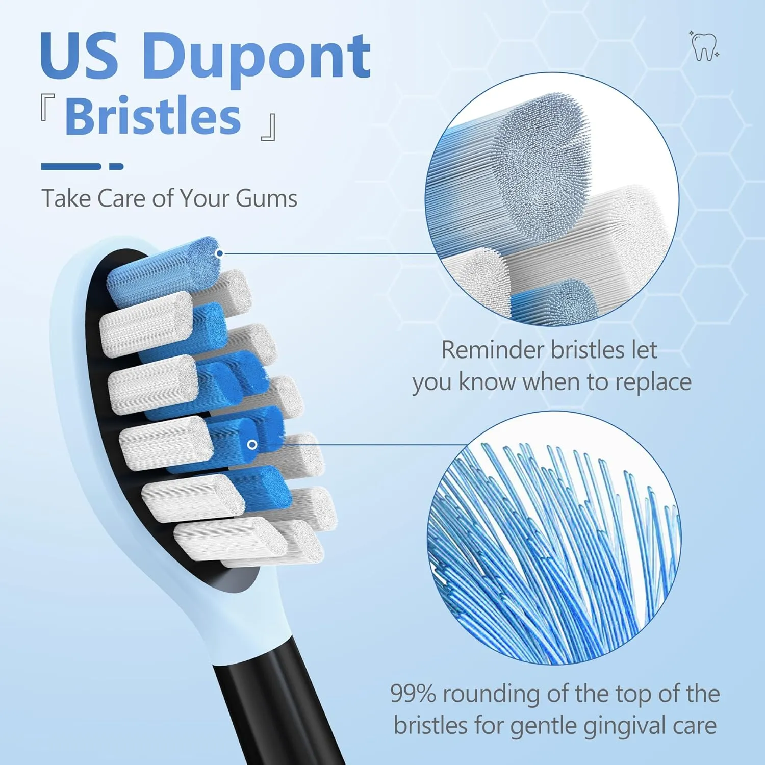 Replacement Toothbrush Heads for Philips Sonicare Electric Toothbrush, 2-in-1 Tongue Cleaner, 8 Pack, Ice Blue,Suitable for Philips Sonicare Heads, C2, C1, C3, W1, W2, W3, G1, G2, G3...