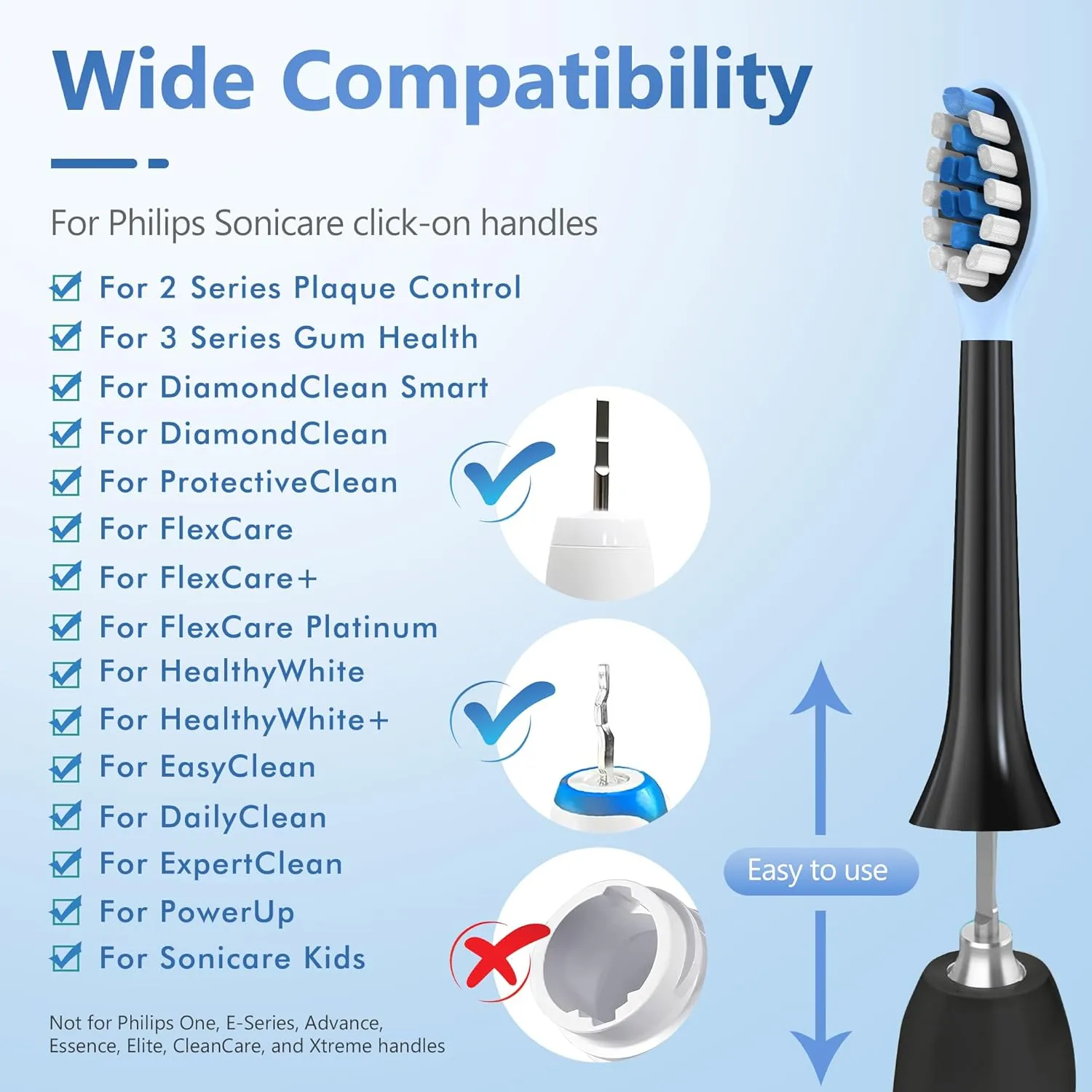 Replacement Toothbrush Heads for Philips Sonicare Electric Toothbrush, 2-in-1 Tongue Cleaner, 8 Pack, Ice Blue,Suitable for Philips Sonicare Heads, C2, C1, C3, W1, W2, W3, G1, G2, G3...