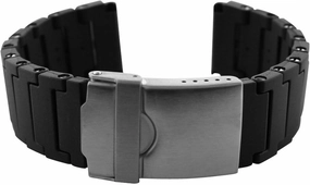 Replacement Black Polyurethane Link Bracelet Band 22mm for Luminox 3000 and 3900 Series Watches