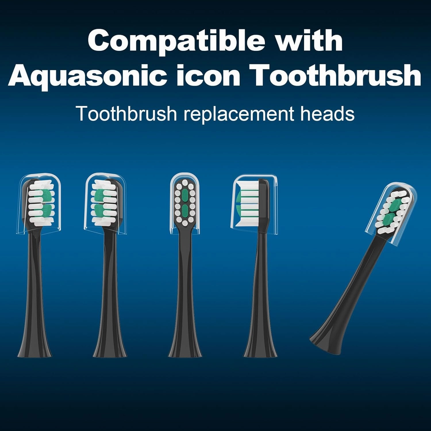 Replacement Toothbrush Heads 10 Pack for AquaSonic icon Electric Toothbrush,Black
