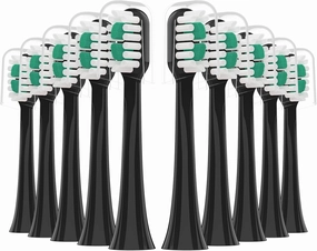 Replacement Toothbrush Heads 10 Pack for AquaSonic icon Electric Toothbrush,Black