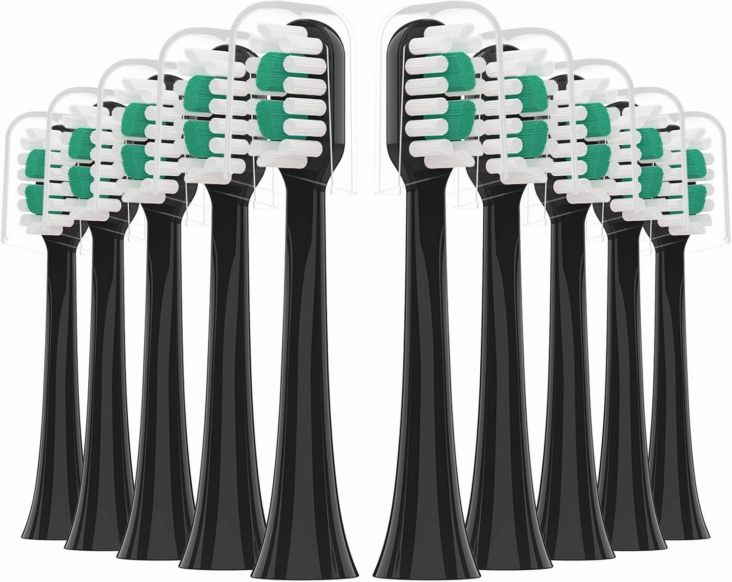 Replacement Toothbrush Heads 10 Pack for AquaSonic icon Electric Toothbrush,Black