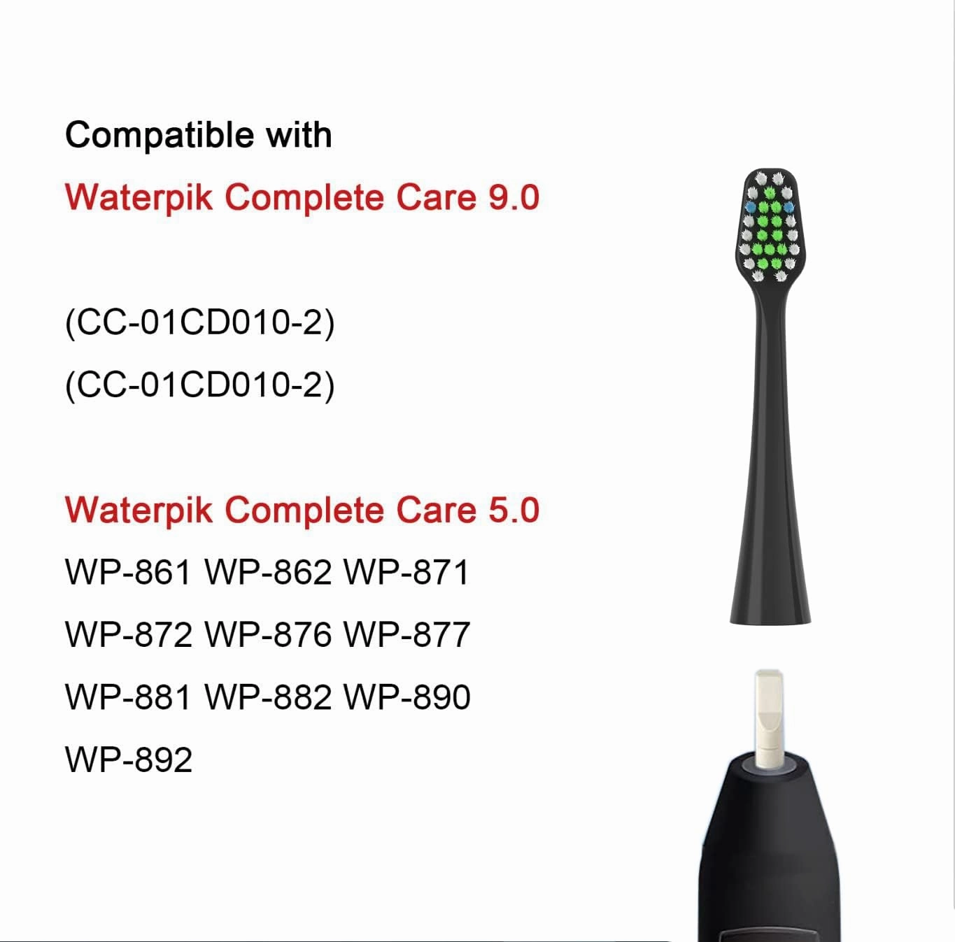 Replacement Toothbrush Heads Fits for Waterpik Complete Care 9.0 (CC-01), Care 5.0 (WP-862) Sonic Electric Tooth Brush Refill(8-pc), Pisonicleara