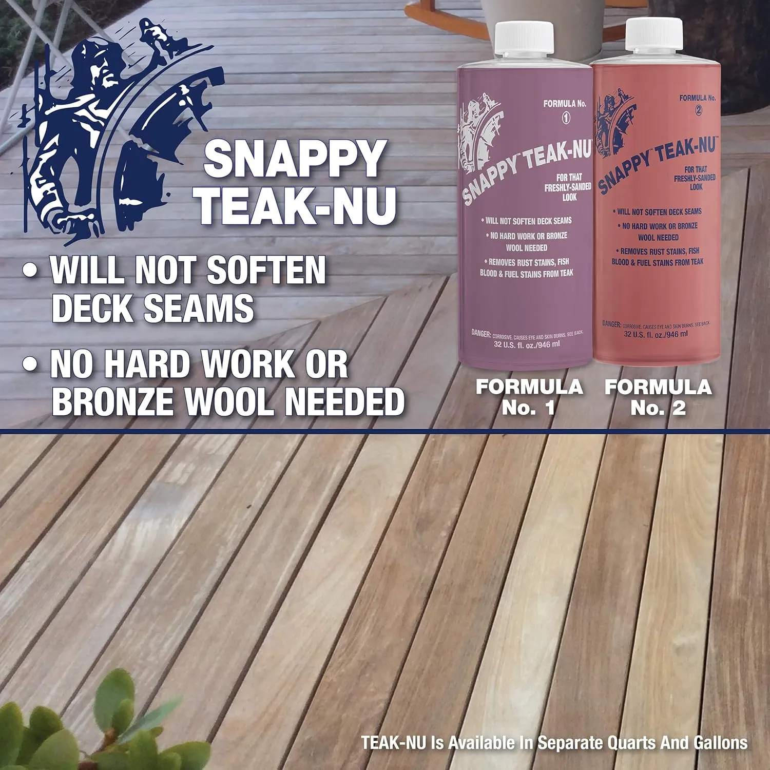 Restore & Renew Weathered, Gray Teak & Other Fine Wood Professional Strength - For That Freshly Sanded Look