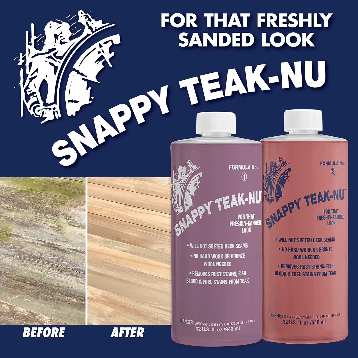 Restore & Renew Weathered, Gray Teak & Other Fine Wood Professional Strength - For That Freshly Sanded Look
