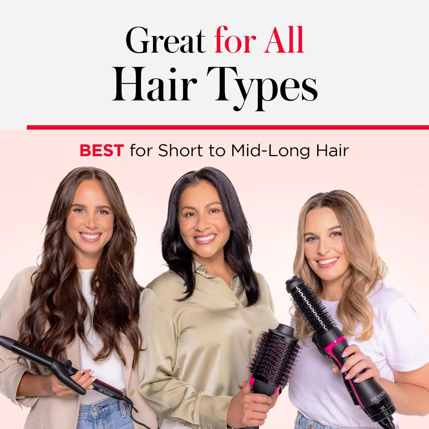 REVLON One-Step Volumizer Hair Dryer and Styler, Improved Motor for Less Frizz, More Shine, and Reduced Heat Damage for Salon Style Round Brush for Blowout, Black (Amazon Exclusive)