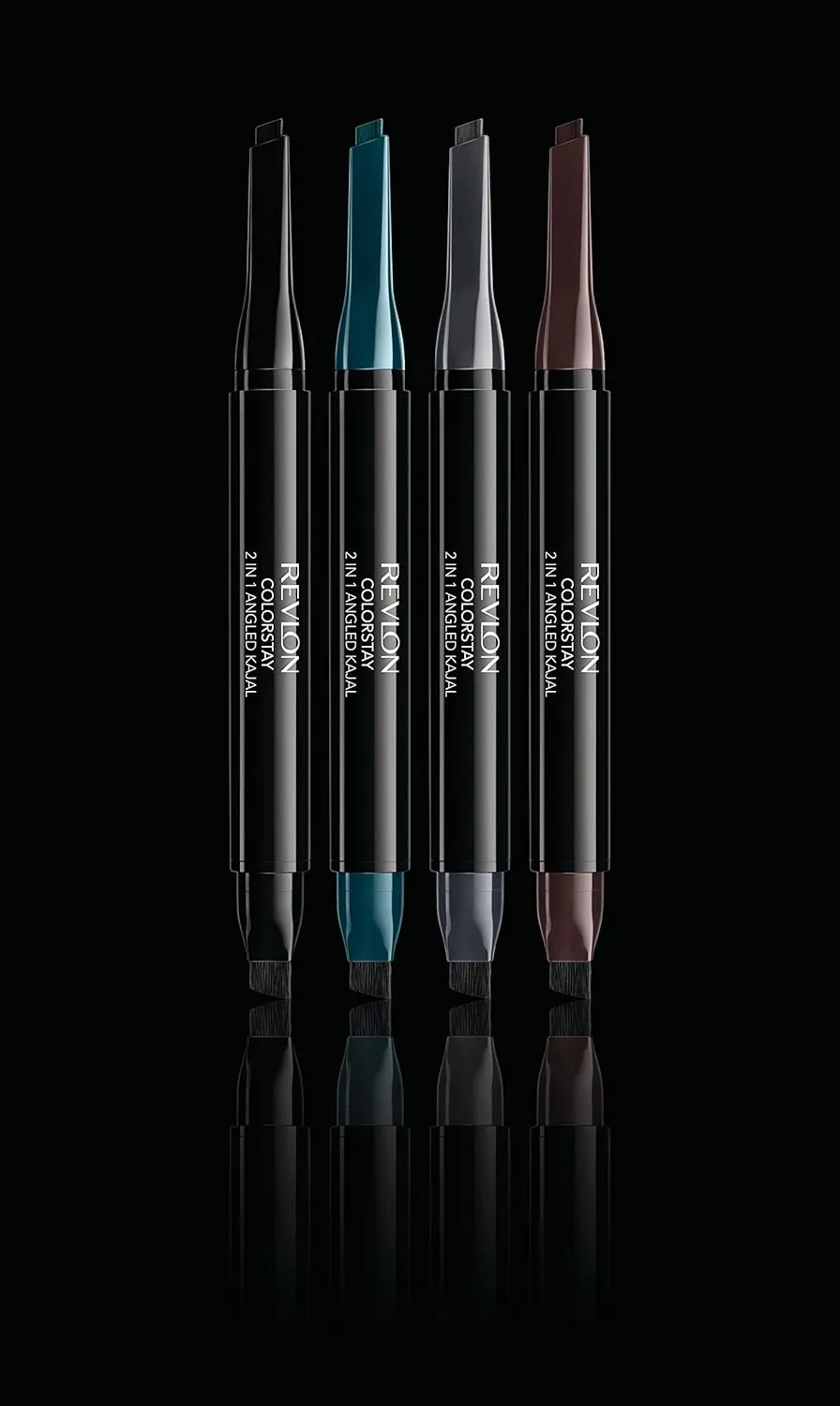 Revlon Pencil Eyeliner, ColorStay 2-in-1 Eye Makeup,Waterproof, Longwearing with Smudge Brush, Angled Kajal Eyeliner, 101 Onyx, 0.01 Oz