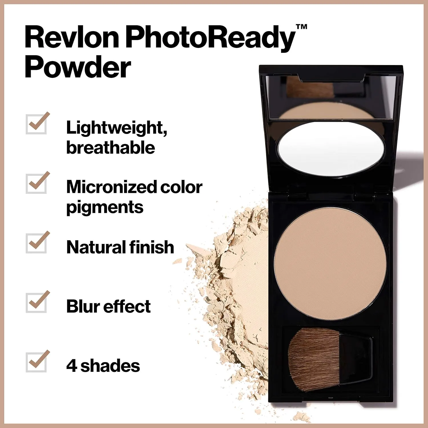 Revlon PhotoReady Blurring Face Powder Makeup, Longwear Medium-Full Coverage with Flawless Finish, Shine & Oil-Free, 020 Light Medium, 0.25 oz