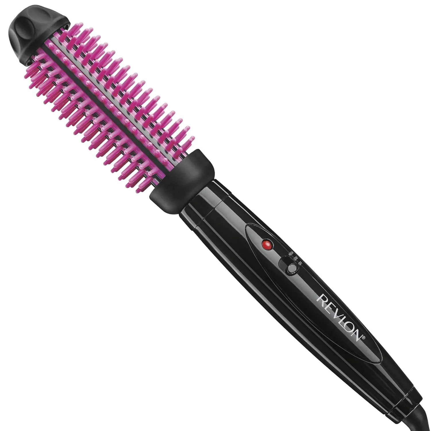 REVLON Silicone Bristle Heated Hair Styling Brush | Fast, Long Lasting Volume for Easy Styling | 1" Barrel for Full Body and Smooth Styles (Black/Pink)