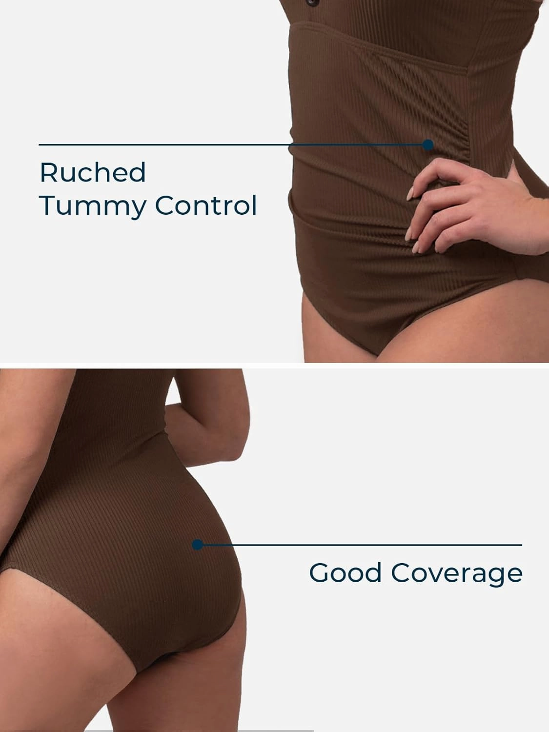 Ribbed One Piece Swimsuits for Women Button up Swimwear Tummy Control Retro Bathing Suits