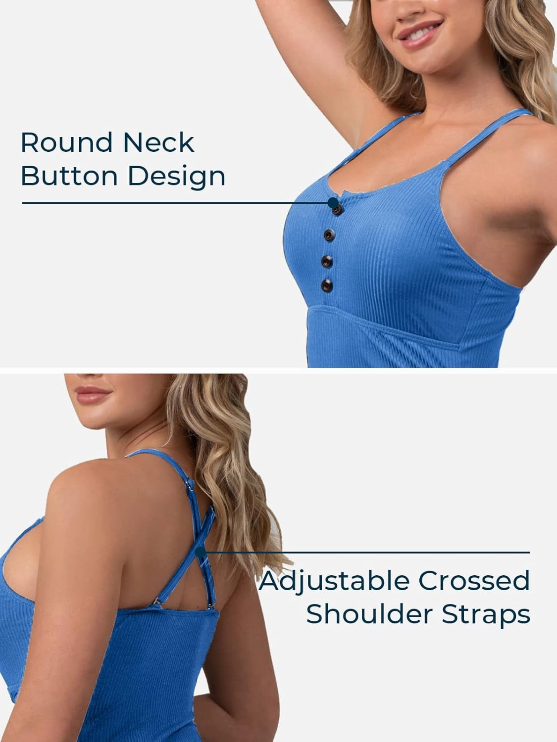 Ribbed One Piece Swimsuits for Women Button up Swimwear Tummy Control Retro Bathing Suits