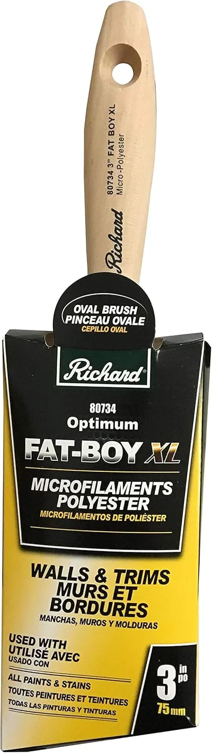 Richard 80734 Oval Angled Paint Brush with Wood Handle, 3"