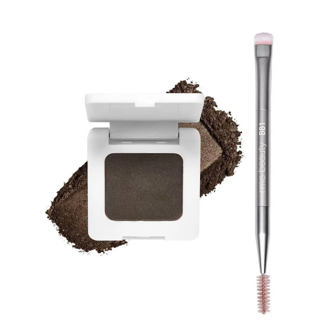 RMS Beauty Back2Brow Powder & Brush, Back2Brow Eyebrow Powder in Medium, Eyebrow Makeup brush with Spoolie