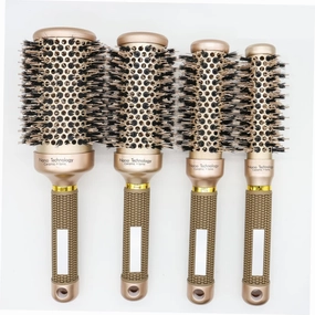 Roller Round Hair Brush Hair Comb for Men Natural Hair Brush Anti-static Curling Comb Natural Boar Bristle Hair Brush Round Brush for Blow Drying Hair Straightener Massage Comb Man