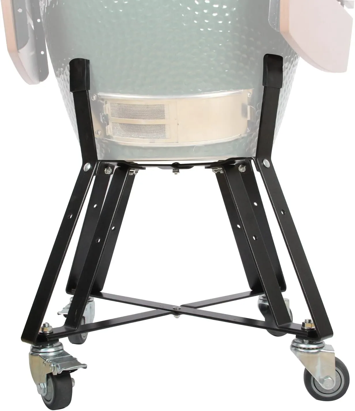 Rolling Cart Stand for Large Big Size Green Egg with Heavy Duty Locking Caster Wheels Powder Coated Steel Rolling Outdoor Cart Rolling Stand Big Size Green Egg Smoker Kamado Joe Grill Stand Accessory