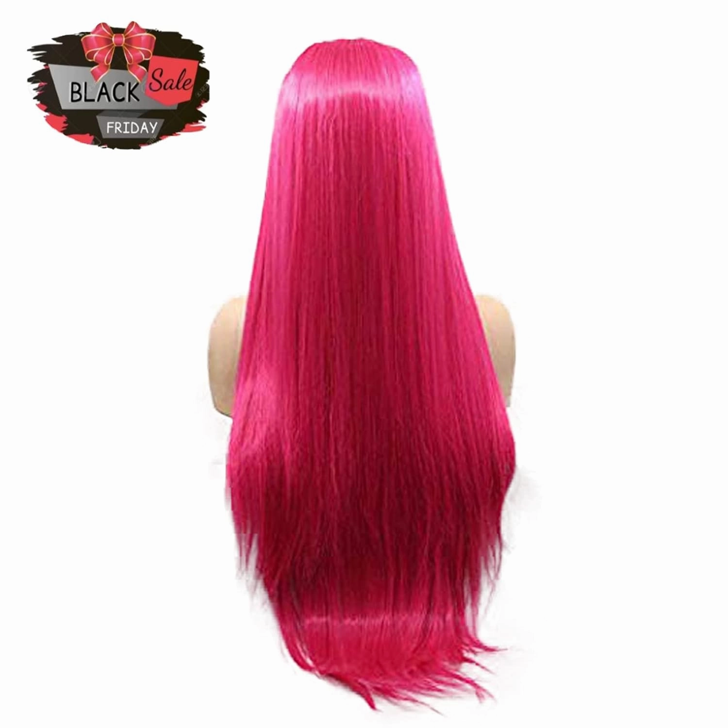 Rose Red Wig Long Soft Synthetic Lace Front Wigs for Women Pre Plucked Natural Hairline Handmade Dark Pink Lace Wig Glueless Synthetic Heat Resistant Fiber Hair Replacement Wigs Drag Cospaly 24Inch