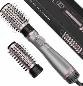 Rotating Hair Dryer Brush, 4-in-1 Rotating Blow Dryer Brush & Hot Air Spin Dryer Brush, 2 Detachable Brushes (1.5" & 2"), 3 Temperature & Speed Settings, 1200W