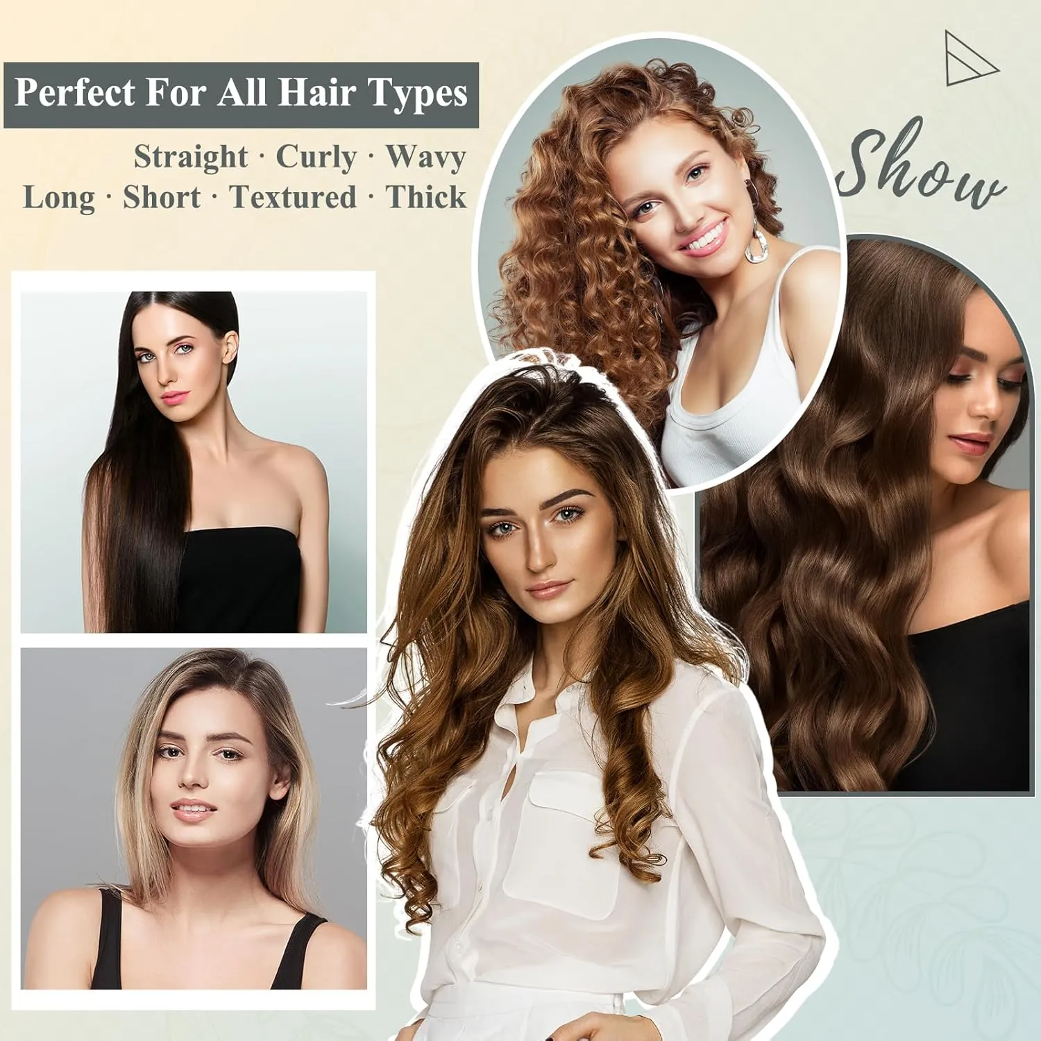 Round Brush Attachment for Shark FlexStyle Blow Dryers Attachments, Normal Oval Round Volumizing Brush Styling for Straight, Wavy, Curly, and Coily Hair, Sliver