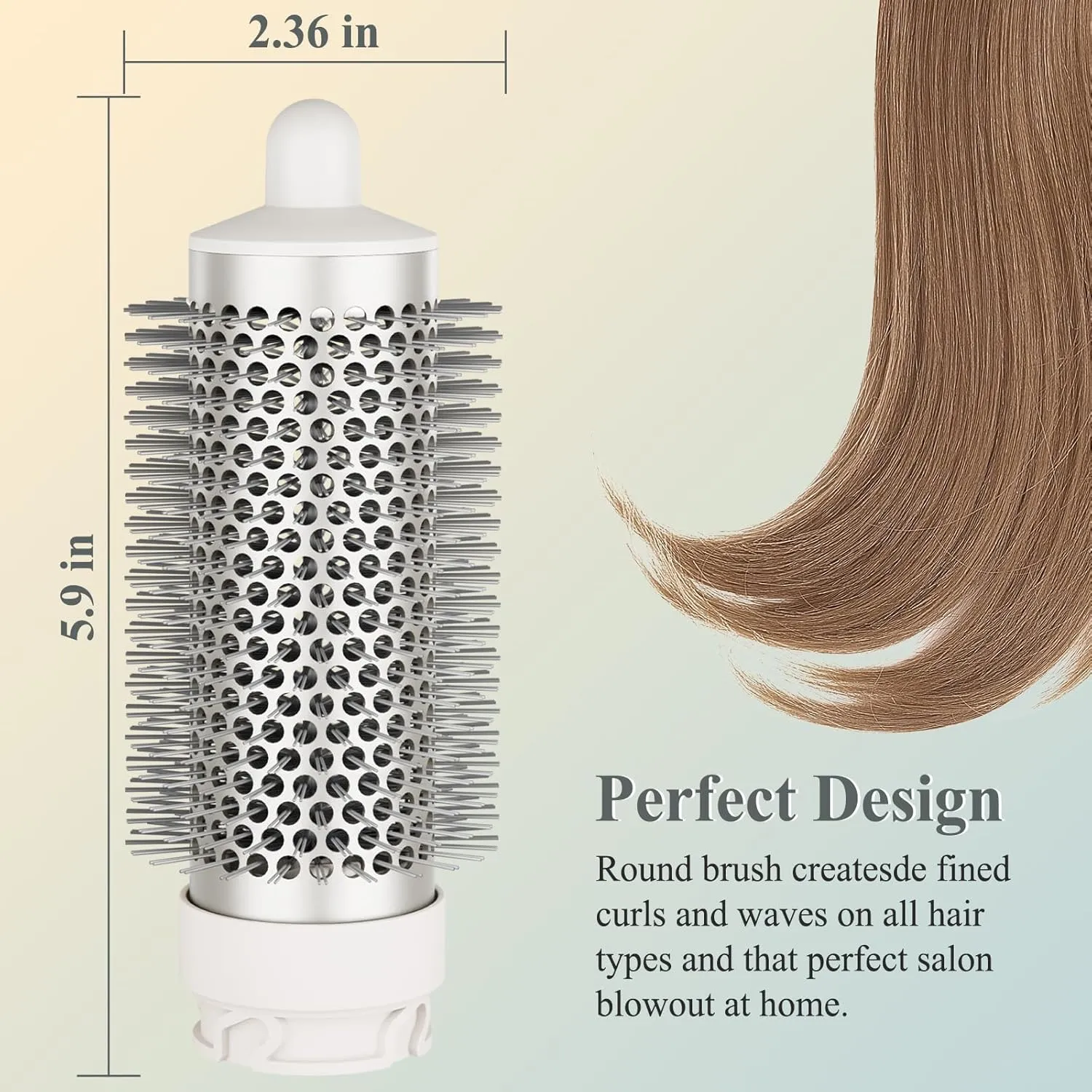 Round Brush Attachment for Shark FlexStyle Blow Dryers Attachments, Normal Oval Round Volumizing Brush Styling for Straight, Wavy, Curly, and Coily Hair, Sliver