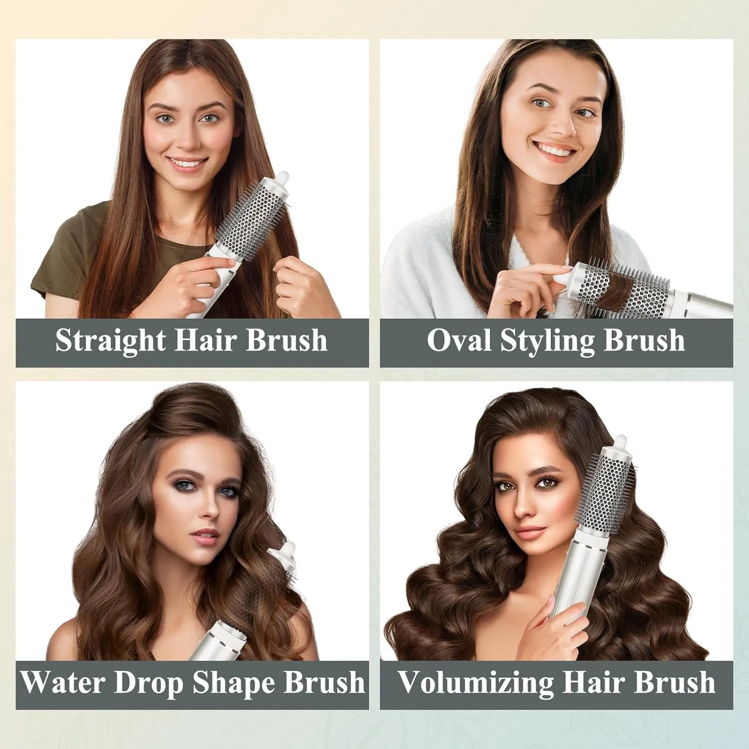 Round Brush Attachment for Shark FlexStyle Blow Dryers Attachments, Normal Oval Round Volumizing Brush Styling for Straight, Wavy, Curly, and Coily Hair, Sliver