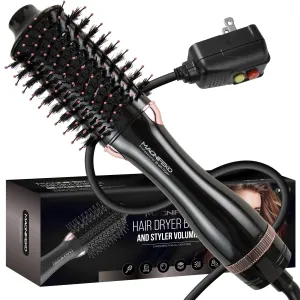 Round Hair Dryer Brush - Hot Air Blow Dryer Brush for Women for Hair Drying, Styling and Volumizing -(Black)
