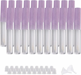 Round 1.3ml Clear Mini Lip Gloss Tube Empty Lip Balm Tube Containers with Purple Lid Pack of 20