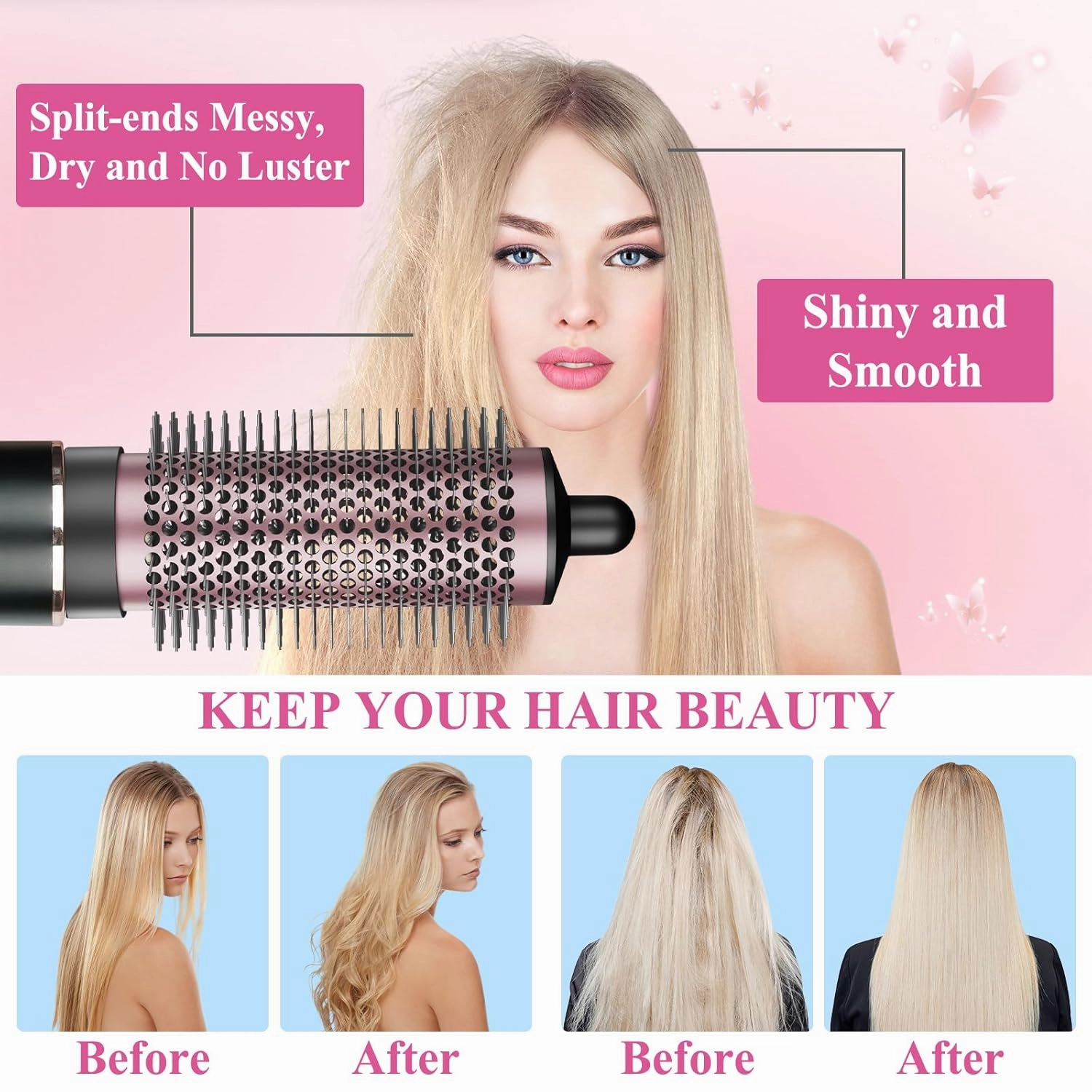 Round Brush Attachment for Shark FlexStyle Accessories, Normal Oval Round Volumizing Brush Styling for Straight, Wavy, Curly, and Coily Hair, Black