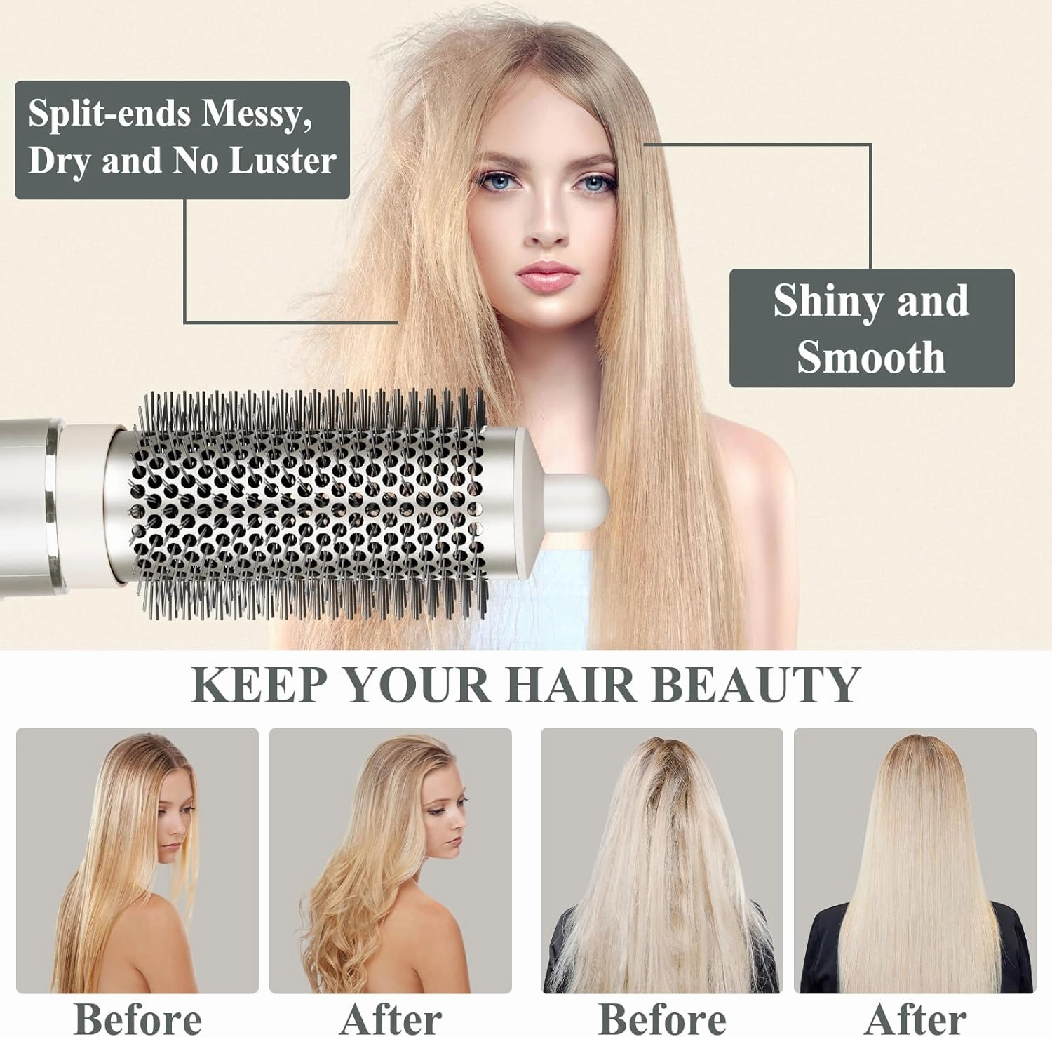 Round Brush Attachment for Shark FlexStyle Accessories, Normal Round Volumizing Brush Hair Styling Tool for Straight, Wavy, Curly, and Coily Hair