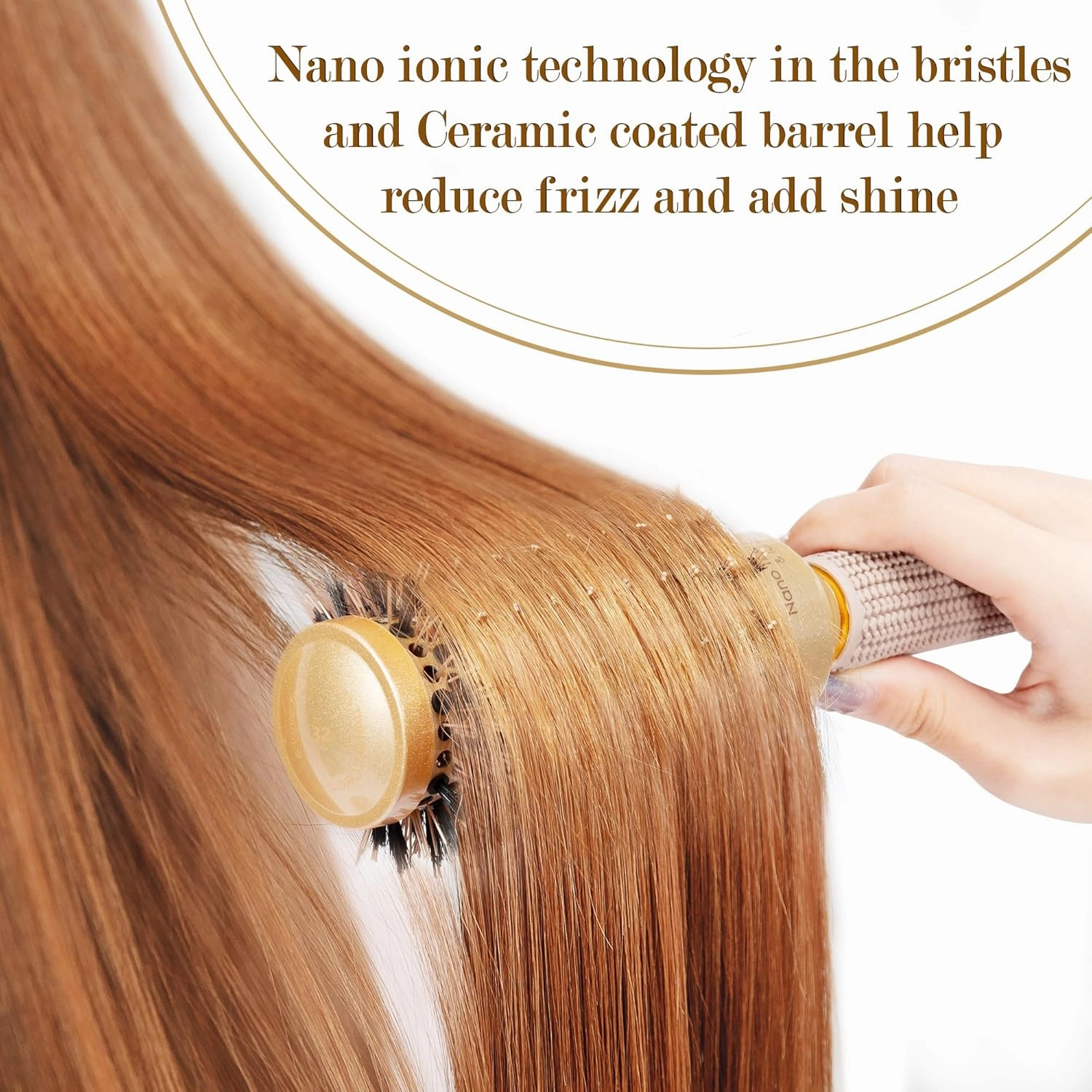Round Brush for Blow Out, Nano Thermal Ceramic & Ionic Tech Round Barrel Roller Hair Brush with Boar Bristles for Blow Drying and Styling, 4 Free Clips (4 inch, Barrel 2.7 Inch, 65mm)
