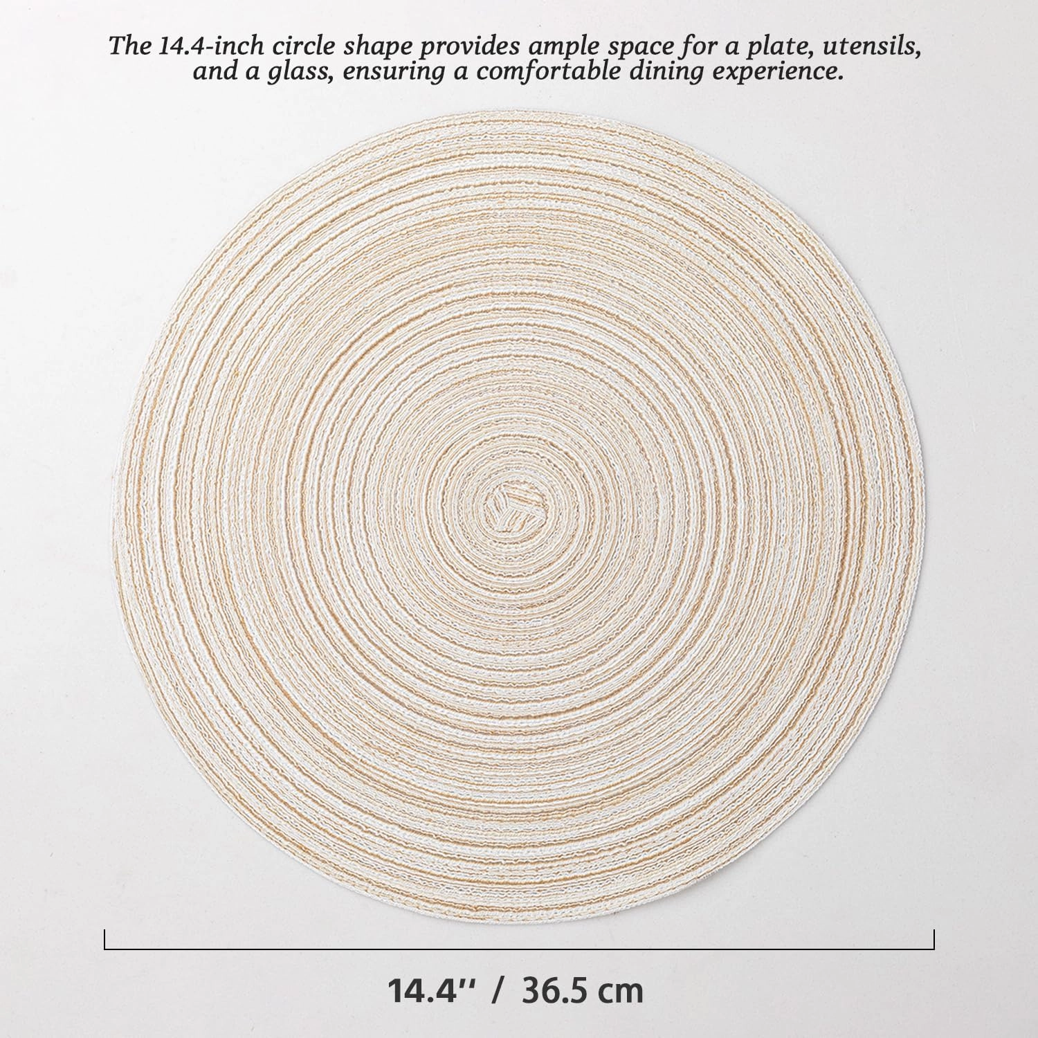 Round Placemats Set of 8 Woven Placemats Washable Braided Table Mats for Dining Table Heat Resistant Non-Slip Circle Place Mats(Cream)