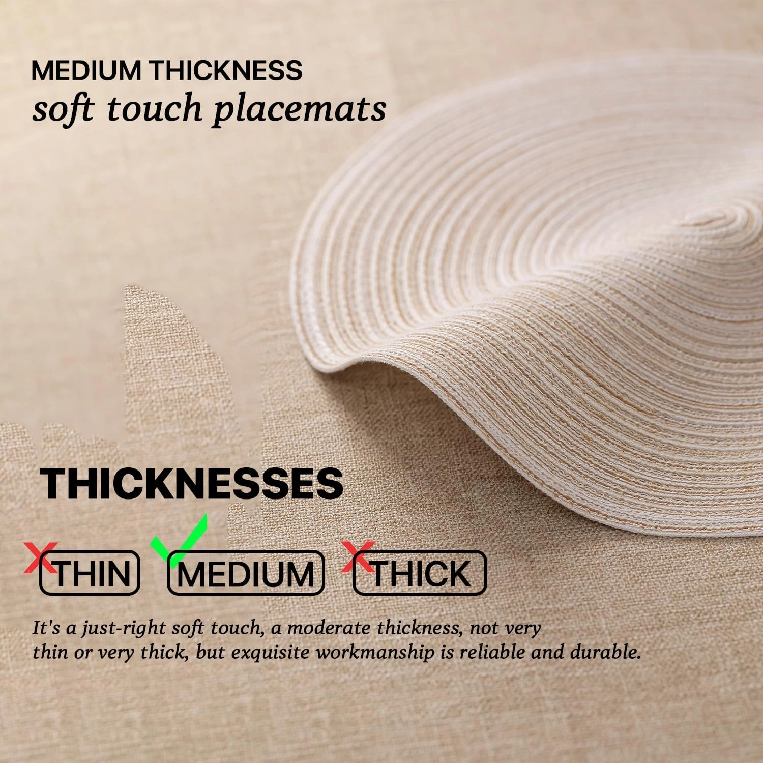 Round Placemats Set of 8 Woven Placemats Washable Braided Table Mats for Dining Table Heat Resistant Non-Slip Circle Place Mats(Cream)