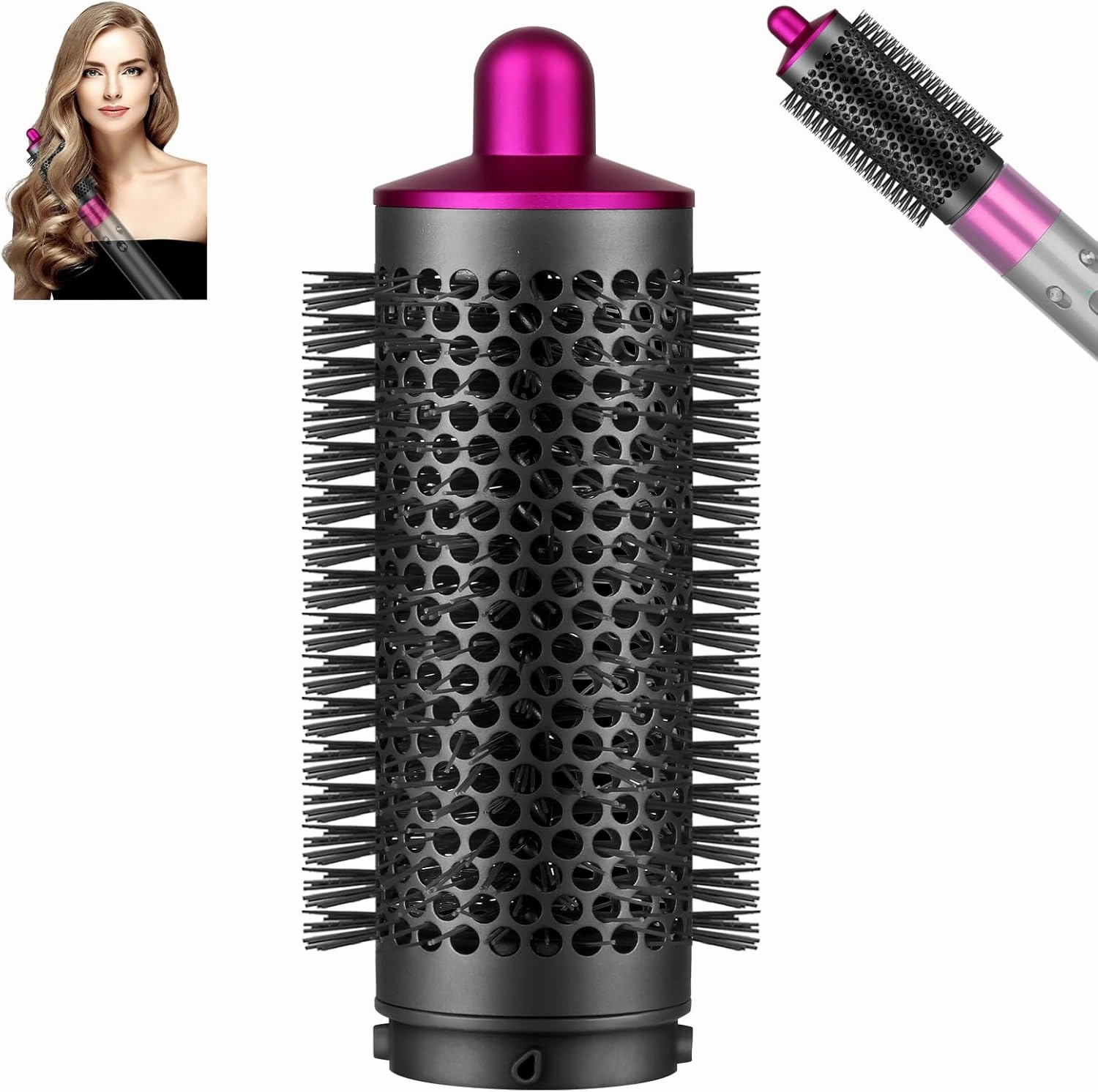 Round Volumizing Brush and Smoothing Dryer Attachment for Dyson Airwrap Styler HS01/HS05, Hair Smoothing Drying Volumizer Styling Kit Nozzle Compatible with Airwrap(Rose)