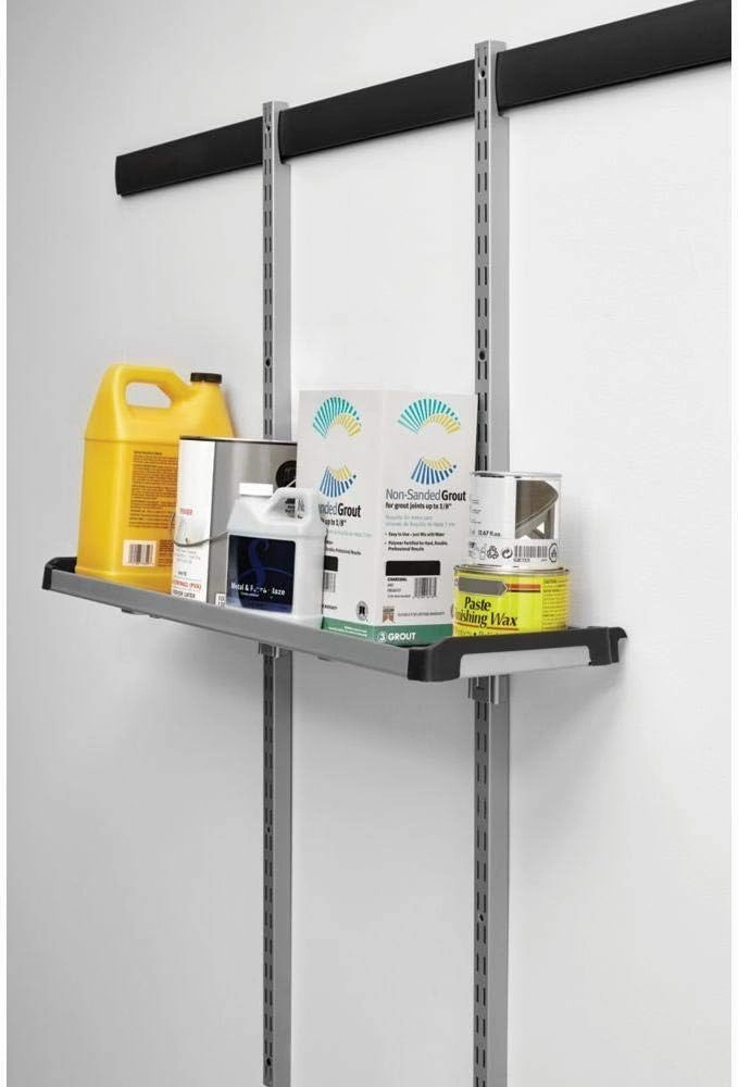 Rubbermaid FastTrack Rail Large Shelf Organization System, Holds up to 50 Pounds, Ideal for Cleaning Products/Garden Supplies/Laundry Products