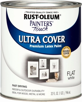 Rust-Oleum 1990502 Painter's Touch Latex Paint, Quart, Flat White 32 Fl Oz (1 Quarts Pack of 1)