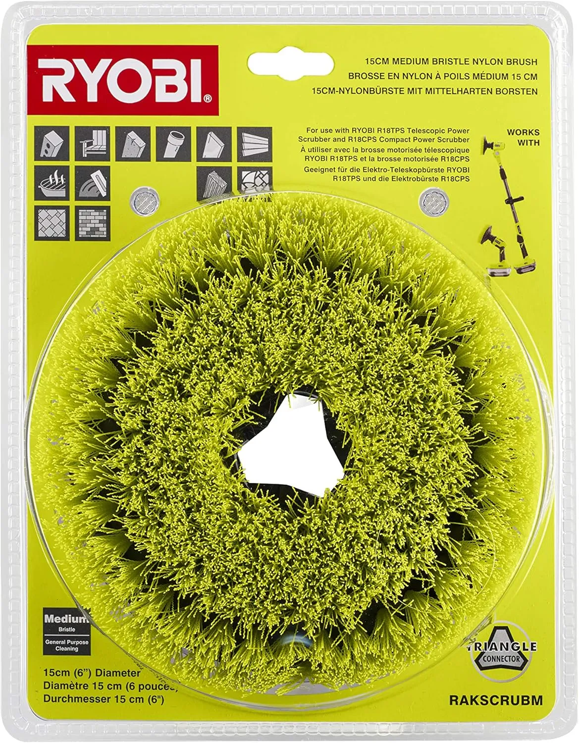 Ryobi RAKSCRUBM Medium Nylon Brush (Single)