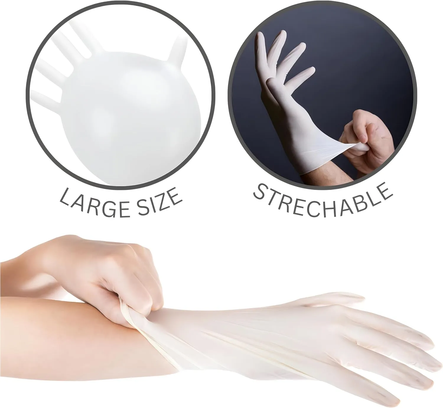 SAFEGUARD Latex Powder Free Gloves, Large, 100 Count (Pack of 1),White