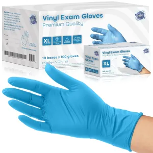 SAFEWAY Nitrile-Vinyl Blended Disposable Gloves, 1000, Powder-Free & Non-Latex, Protective Gloves for Medical Exams & Cooking, Blue, X-Large