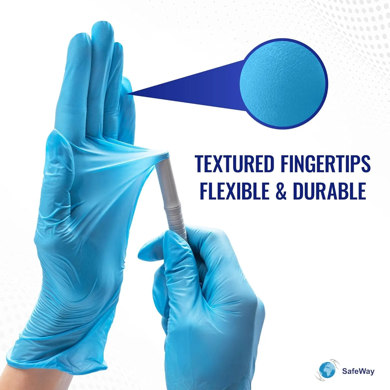 SAFEWAY Nitrile-Vinyl Blended Disposable Gloves, 1000, Powder-Free & Non-Latex, Protective Gloves for Medical Exams & Cooking, Blue, X-Large