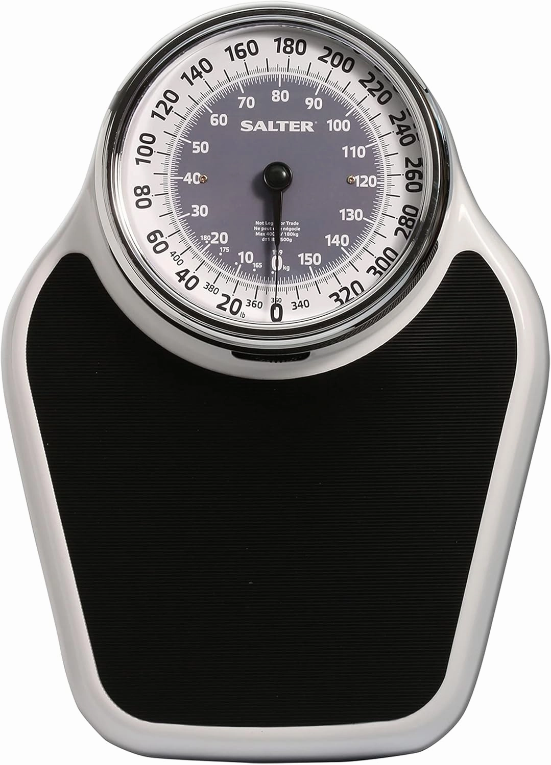 Salter Pro-Helix Professional Oversized Bathroom Scale with Black Vinyl Anti-Slip Bath Mat, 400 LB Capacity, Analog Scale, 18.25" x 13.0" Black/White