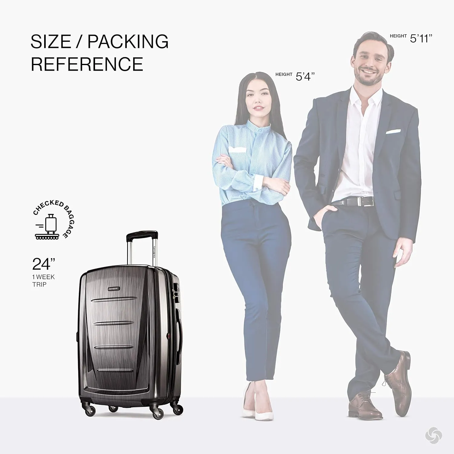 Samsonite Winfield 2 Hardside Expandable Luggage with Spinner Wheels, Charcoal, Checked-Medium 24-Inch