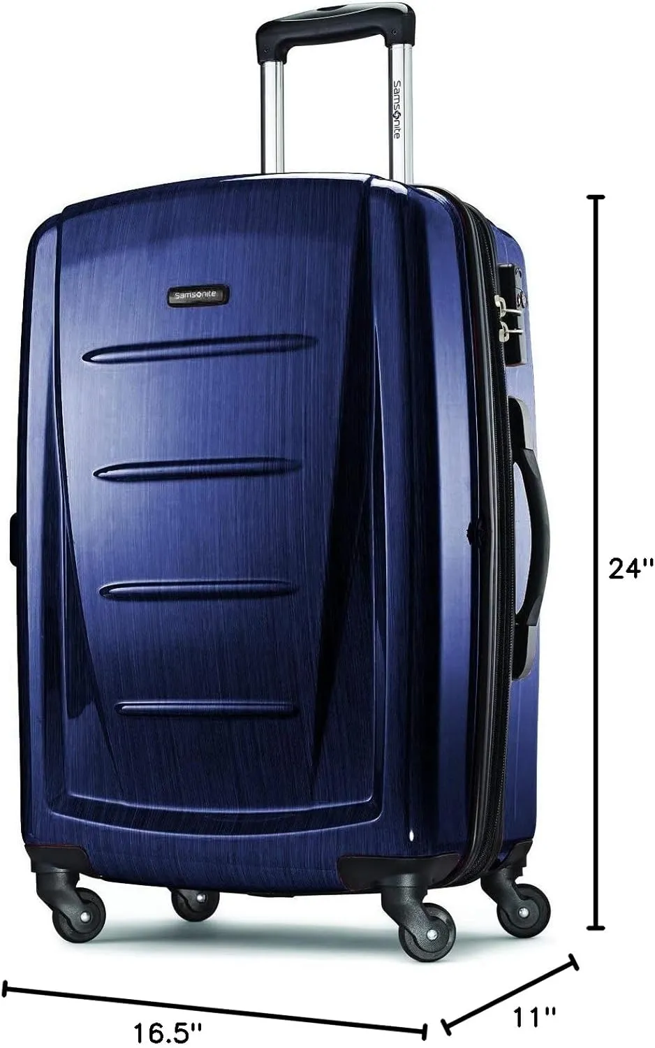 Samsonite Winfield 2 Hardside Expandable Luggage with Spinner Wheels, Navy, Checked-Medium 24-Inch