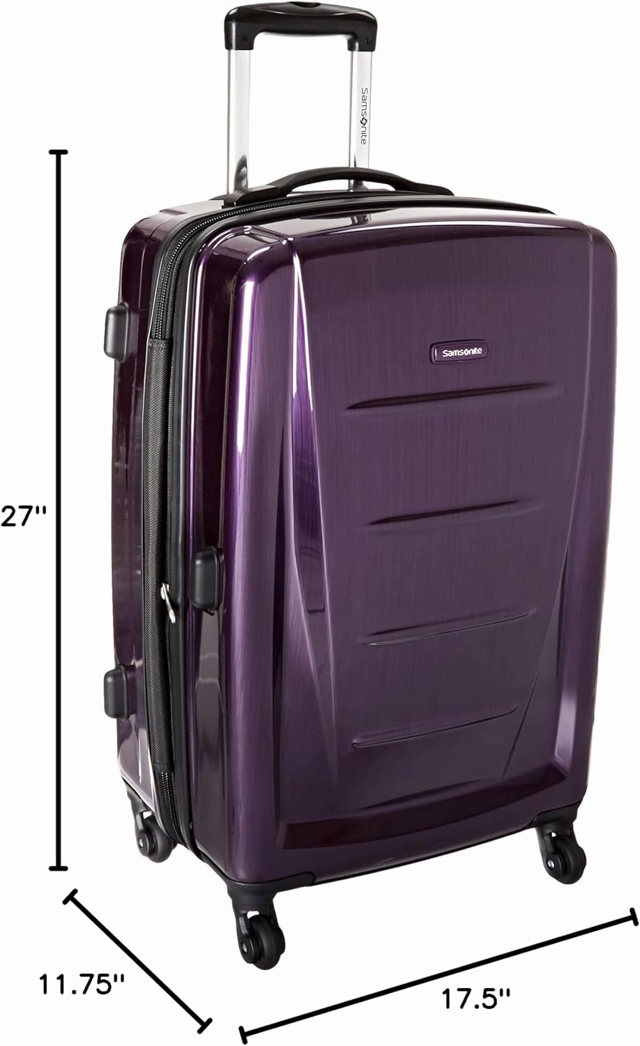 Samsonite Winfield 2 Hardside Expandable Luggage with Spinner Wheels, Purple, Checked-Medium 24-Inch