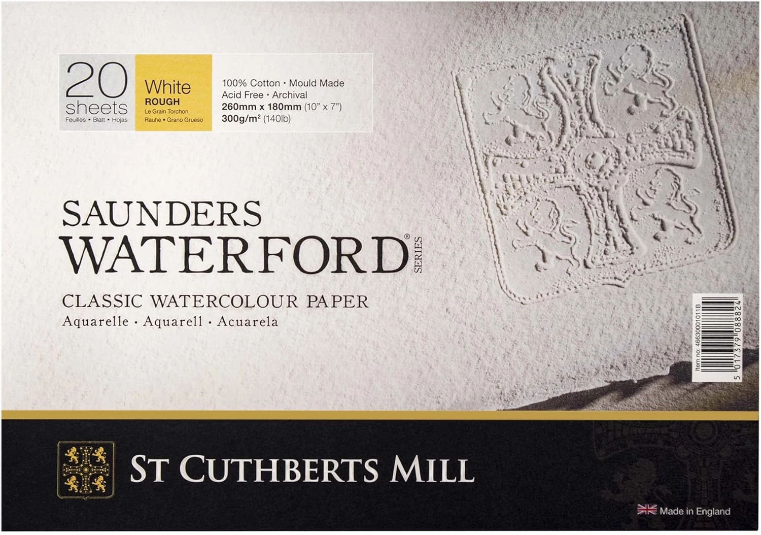 Saunders Waterford Block 300gsm 177 x 254mm (7 x 10 inches) 20 Sheets Red