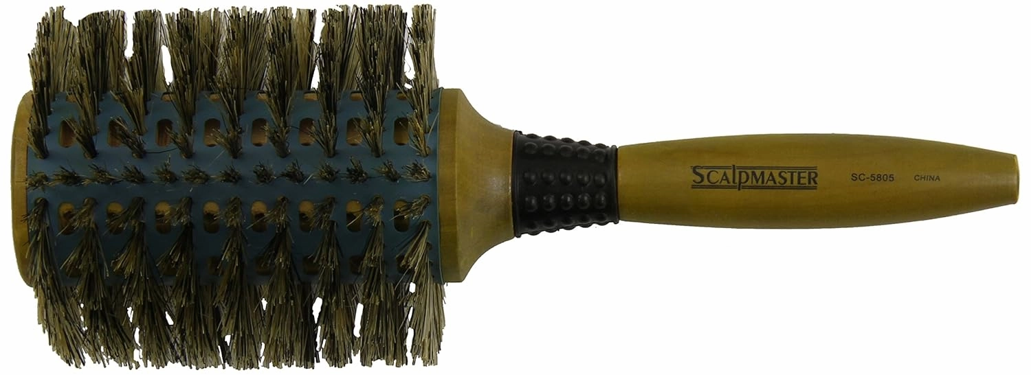 Scalpmaster Ceramic Boar Bristle Vented Round Brush, 4 Inch
